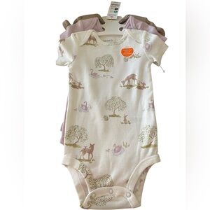 Carter's Girls Pink Woodland One-Piece Bodysuit - 3-Pack 12 mo